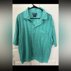 TropiCool Men’s Teal Striped Short Sleeve Polo LG